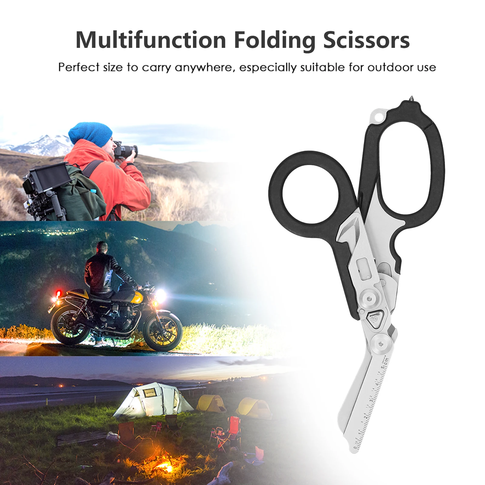 

KKmoon Multi-tool Scissors Folding 6 in 1 Multifunction Scissors Emergency Response Shears Outdoor Survival Home Repair Carbide