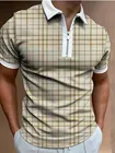Рубашка-поло мужская с отложным воротником, повседневный дизайнерский топ на молнии, в стиле пэчворк, уличная одежда, модная клетчатая одежда с короткими рукавами
