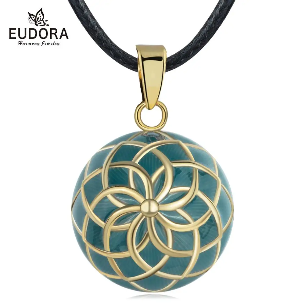 45 inch rope Eudora Harmony Gold green Flower Ball Necklace Chime ball Maternal bola bell appease fetal prenatal bell pregnant women Jewelry - Окраска металла: 45 inch rope