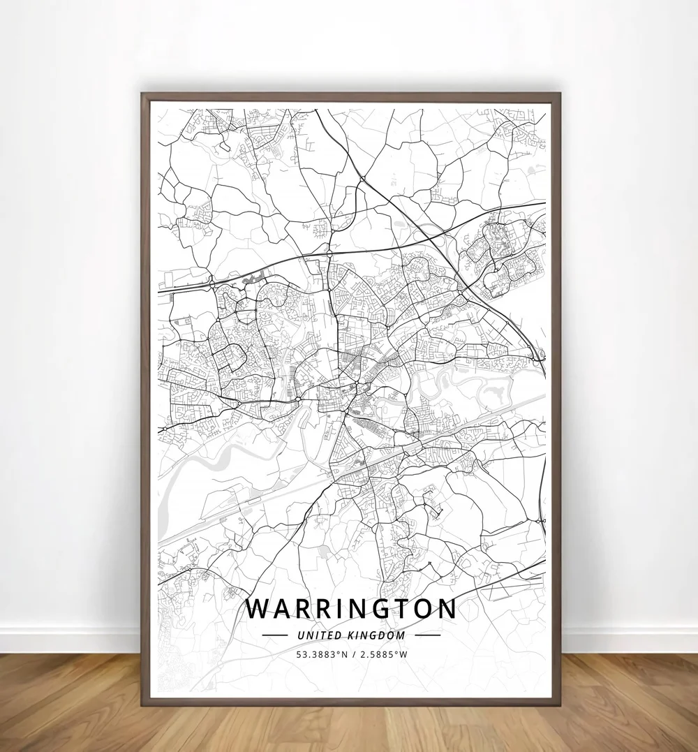 Вирджиния пляж Grudziadz Walsall Warrington Warsaw Washington DC Wellington Современная Карта города холст