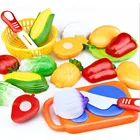 12 шт. дети играют дома вырезание игрушек фруктов пластик овощей Кухонные Детские классические детские игрушки Playset развивающие игрушки