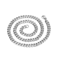 punk fashion cuban link necklace chain silver color stainless steel choker long chains for women men party jewelry gifts