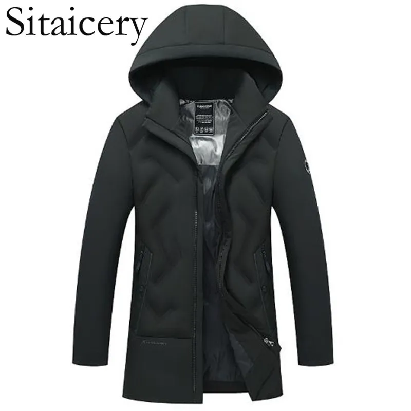 Sitaicery 5XL зимняя куртка Повседневное зимний толстый теплый с капюшоном стеганая куртка на молнии Для мужчин пальто Костюмы верхняя одежда из искусственного меха муж, отец