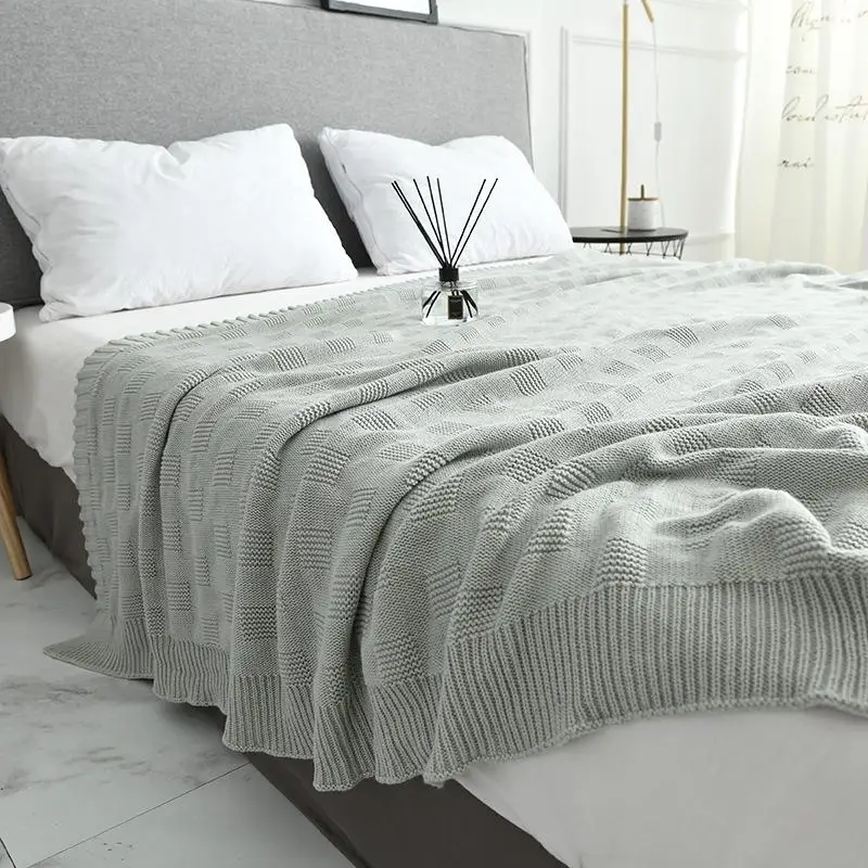 

45 мягкое большое одеяло s для кровати хлопковое постельное белье клетчатое вязаное одеяло кондиционер Удобная спальная кровать покрывала д...