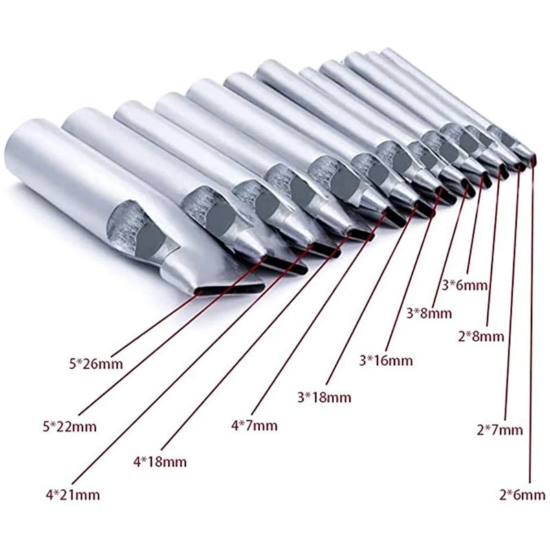 12 шт. Овальный продолговатый Дырокол в форме кожаного ремесла Набор для кожаных