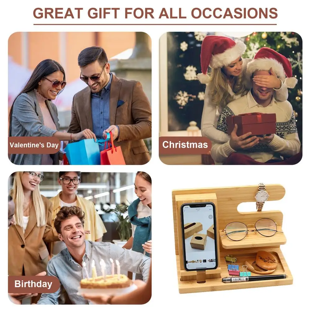 wood phone stand charging dock station mobile phone desk holder wooden watch organizer rack for apple watch for iphone xmas gift free global shipping