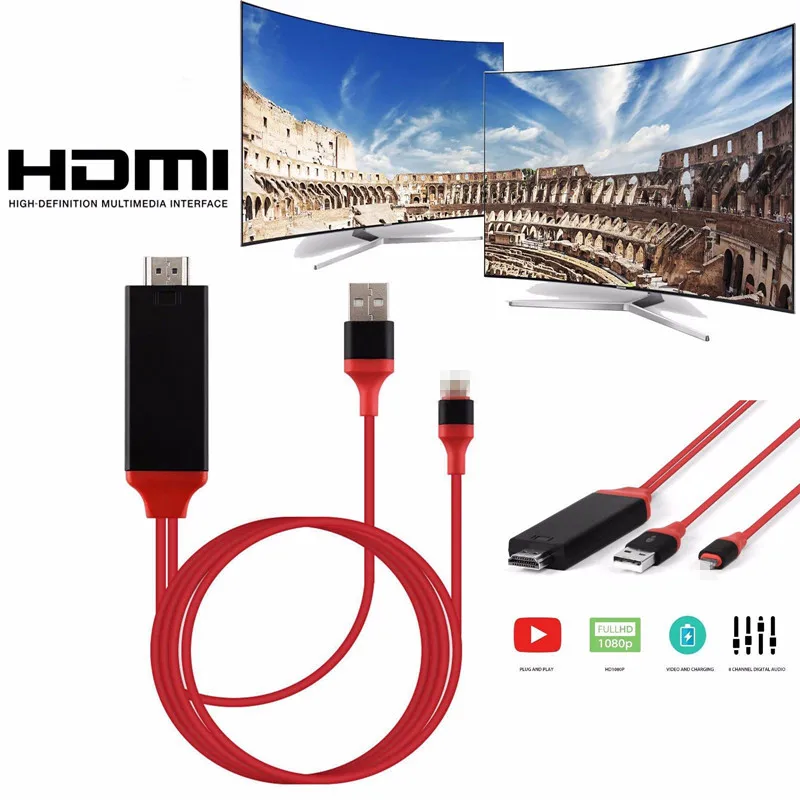 

1080P HDTV Cable TV Digital AV Adapter for iphone to HDMI-compatible Cables for iphone 8 7 8plusX XR XS 11 for ipad Mini Air Pro