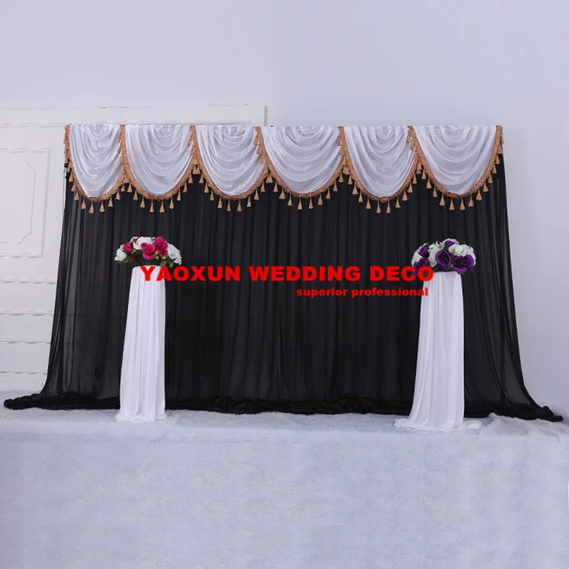 

Wholesale Price Ice Silk Wedding Backdrop Curtain Stage Background Photo Booth For Party Event Decoration