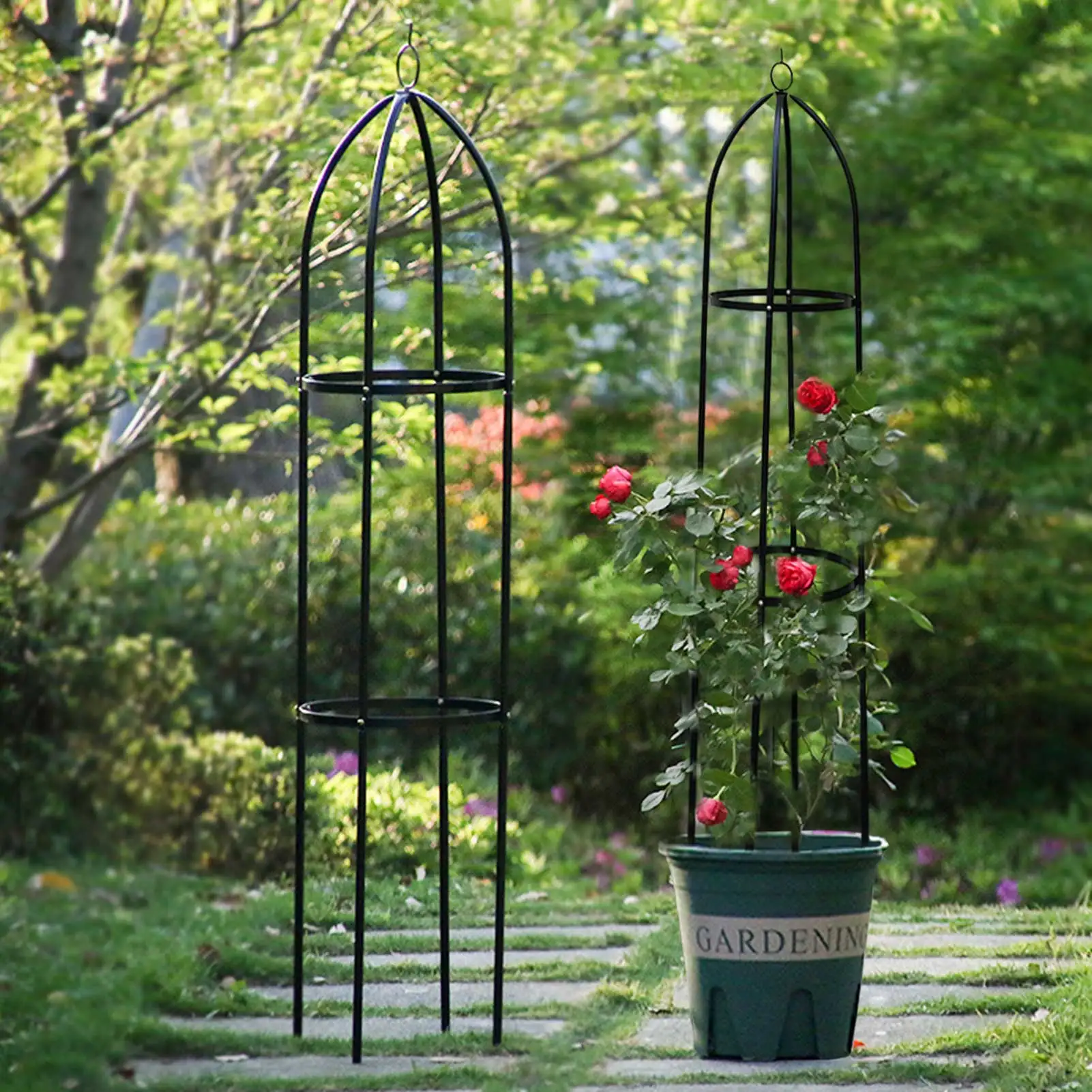 

Garden Obelisk Trellis Metal Flower Stand Plant Support Tower Plant Potted Flower Support Pole Plant Cage Flower Stand