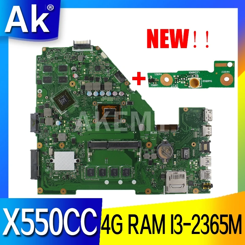 

Akmey X550CC For Asus X550CA R510C Y581C X550C X550CL laptop motherboard I3-2365M CPU 4G tested 100% work original mainboard