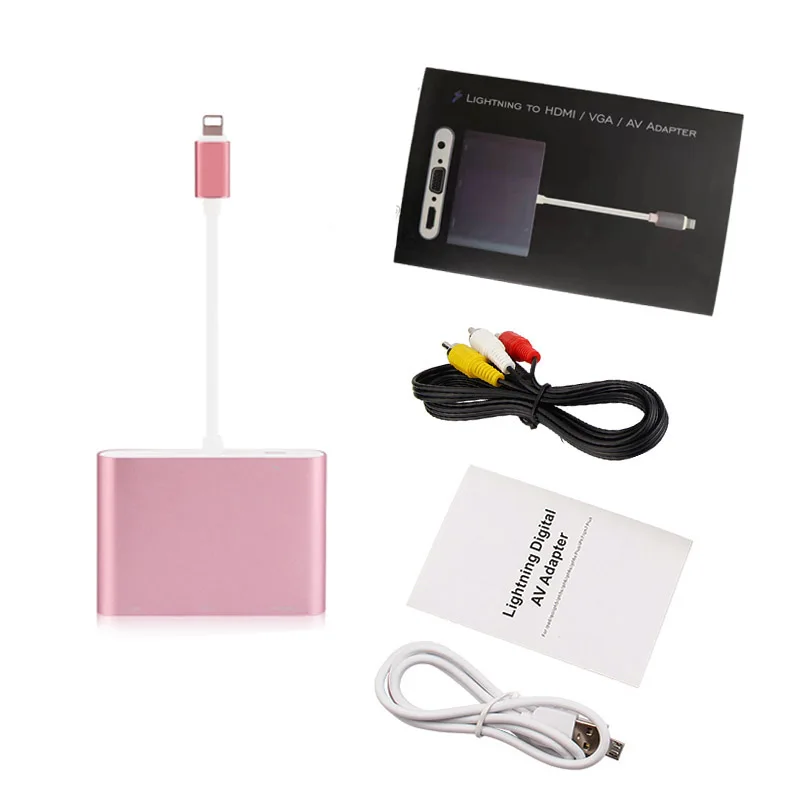 4 в 1 цифровой аудио видео HDTV конвертер для Lightning в HDMI VGA AV адаптер для IPhone Xs X XR 8 7 6plus для IPad Air/mini/pro - Цвет: Белый