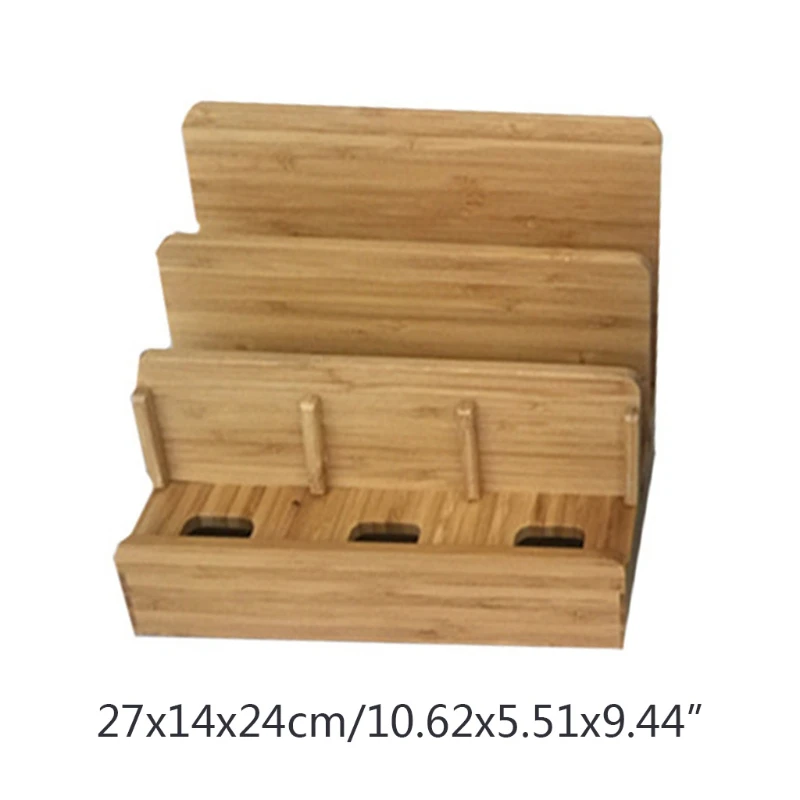 

Multifunction Phone Holder Stand Charging Station Wooden Storage Box Multi-Layer