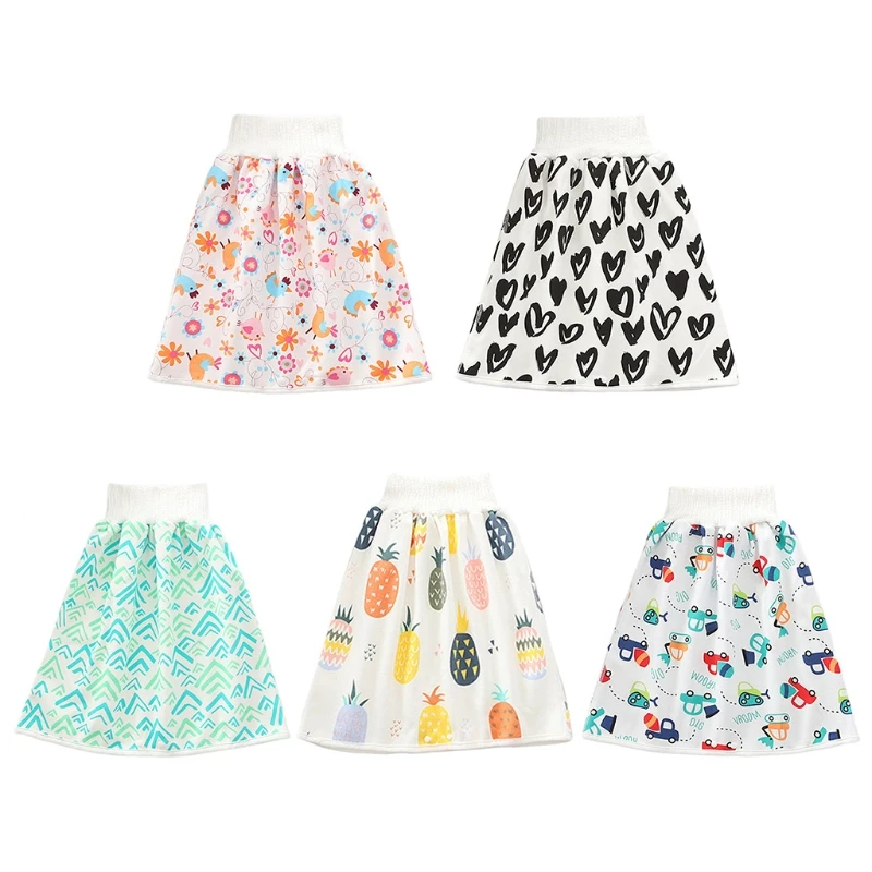 

W3JF Comfy Infant Baby Diaper Skirt Waterproof Absorbent Cotton Washable Skirt Shorts