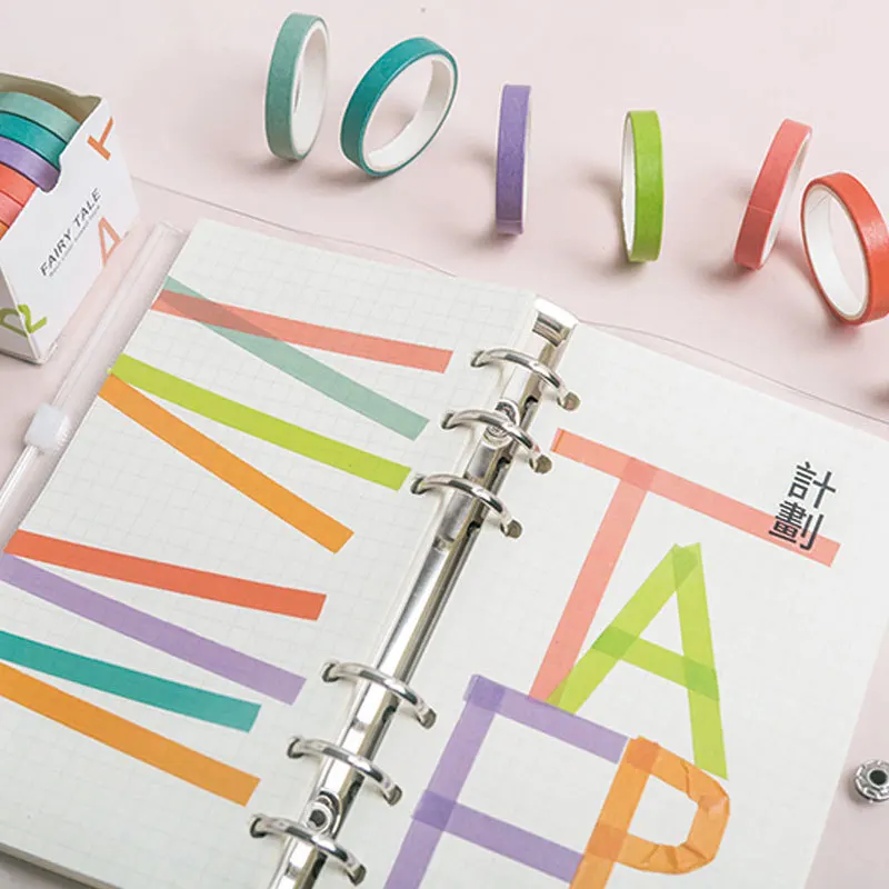 7 штук в штучной упаковке однотонный набор декоративного скотча Васи подходящая