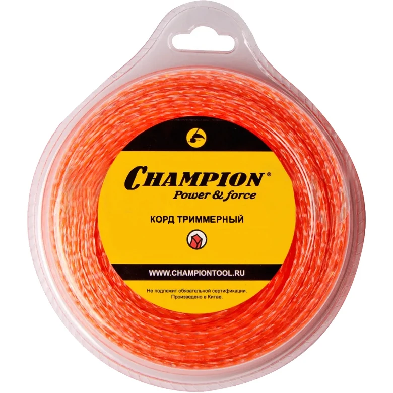 Леска триммерная Champion 2.4мм 40м витой квадрат Twisted Square C7006 | Инструменты
