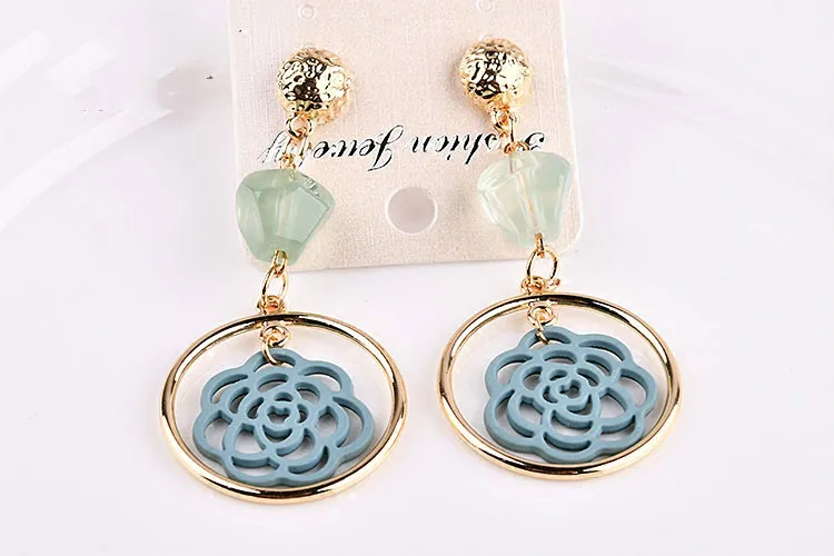 Корейские минималистичные двойные круглые серьги DIY из сплава с гальваническим