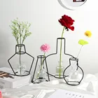 Черная Железная ваза для цветов, металлический держатель для растений в скандинавском стиле, железная ваза, орнаменты, оригинальное украшение для вечеринки и дома, товары для творчества