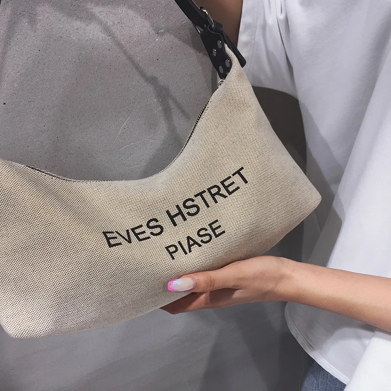 

Fashion Women Canvas Bag Small Versatile Armpit Shoulder Bags Female Simple Casual Canvas Handbag Designer Lady Purse Phone Bags