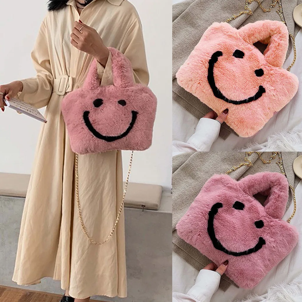 Autumn Winter Plush Shoulder Bag Small Size Cute Wild Handbags For Teens Girls High Quality Vintage Designer Messenger #A |