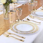 10 шт. набор одноразовой посуды золото Пластик пластин, ложек и вилок для дня рождения украшение праздника Юбилей декорации вечеринок