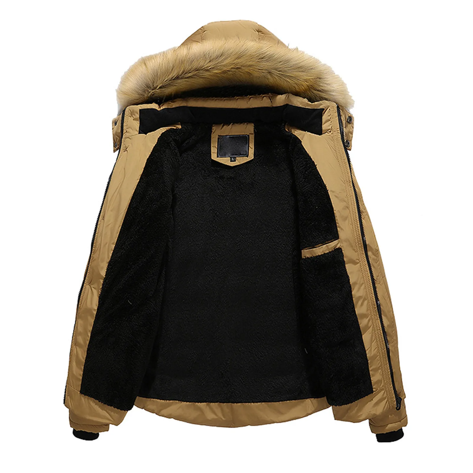 

Fashion Winter Men Coat Outdoor Warm Winter Thick Jacket Hooded Coat Jacket With Zipper Pocket Male men's overcoat tops 2021