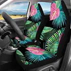 Чехол на сиденье автомобиля с цветочным принтом, защитная накидка на переднее сиденье автомобиля, полный комплект из 2 предметов, универсальный размер, с тропическим принтом растений