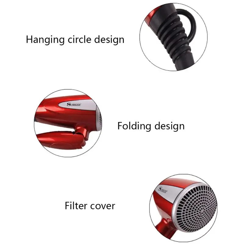 Professional Foldable Hair Blow Dryer 1800W Heat Blower Hot Cold Wind Salon EU Plug | Бытовая техника