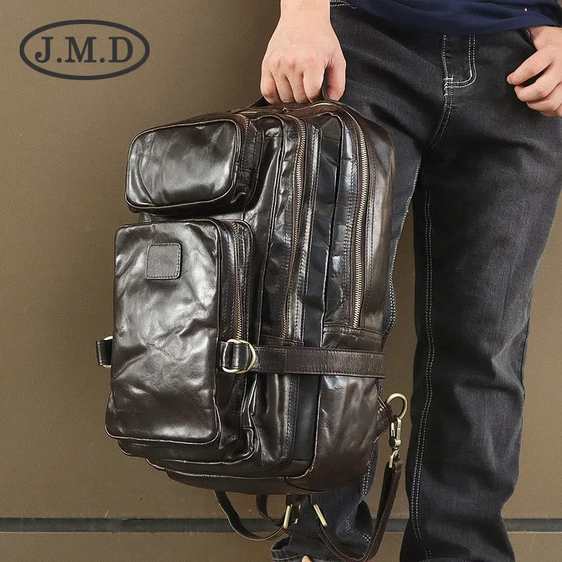 J.M.D новинка 2019 высокое качество 100% натуральная кожа мужская коричневая серая