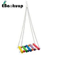 ebaokuup bird swing toys parrot ladders multi colored wooden hammock toy for lovebirdscockatielsbudgies rest and stand