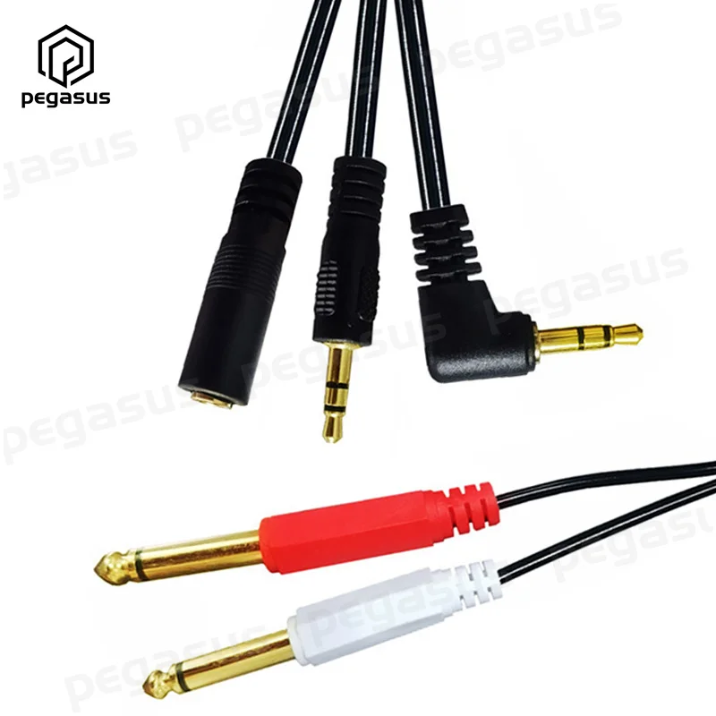 

3.5mm (Mini) 1/8" TRS Stereo to Dual 1/4 Inch 6.35mm Mono TS Male Y Splitter Coiled Spiral Cable