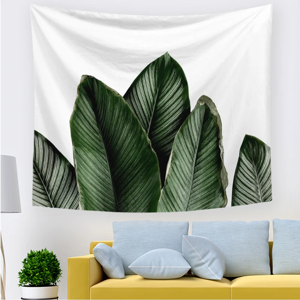 Розовый Зеленый Кактус гобелен тропические листья Пальма настенные гобелены