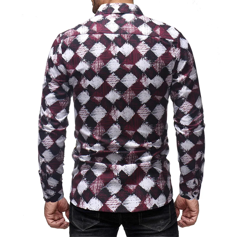Новинка Осень-зима 2018 повседневная мужская приталенная рубашка с длинным