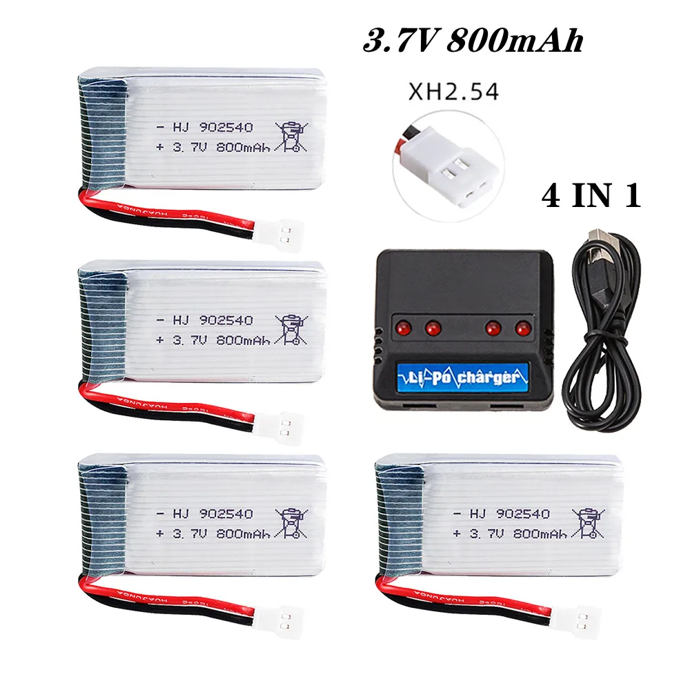 Аккумулятор Lipo 3,7 в 800 мАч 902540 + зарядное устройство 4 в 1 для Syma X5 X5C X5SC X5SW TK M68 MJX X705C SG600, запчасти для радиоуправляемого квадрокоптера