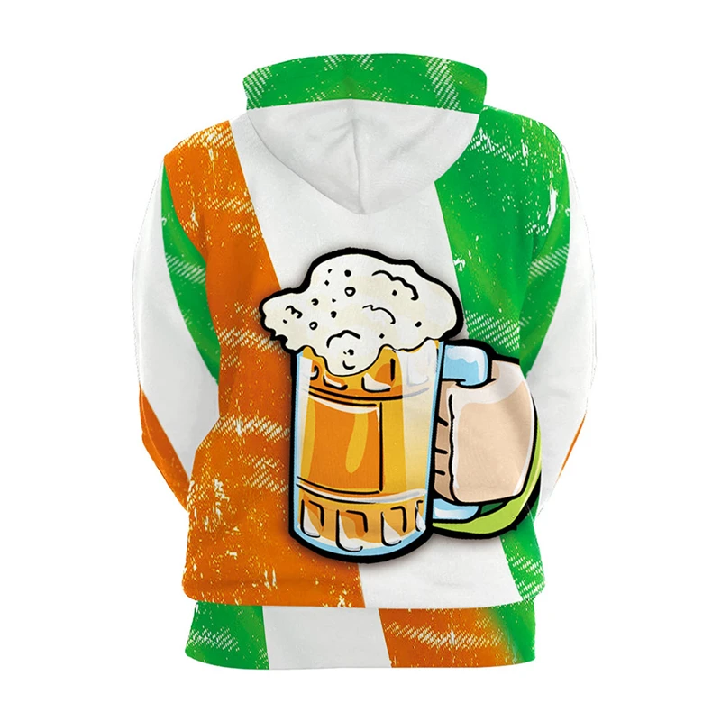 

Carnival Halloween Purim Costume Irish Green Hat 3D Digital Printing Party Evening Long Sleeve Hoodie Cosplay Costume Unisex