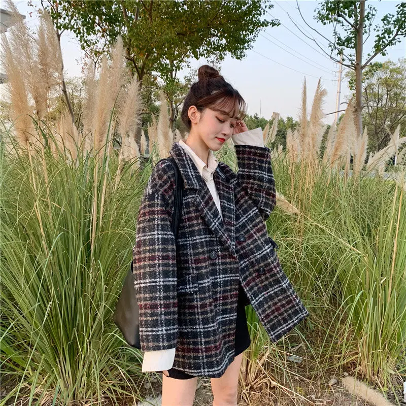 Пиджак женский в клетку Alien Kitty винтажный утепленный пиджак из органического