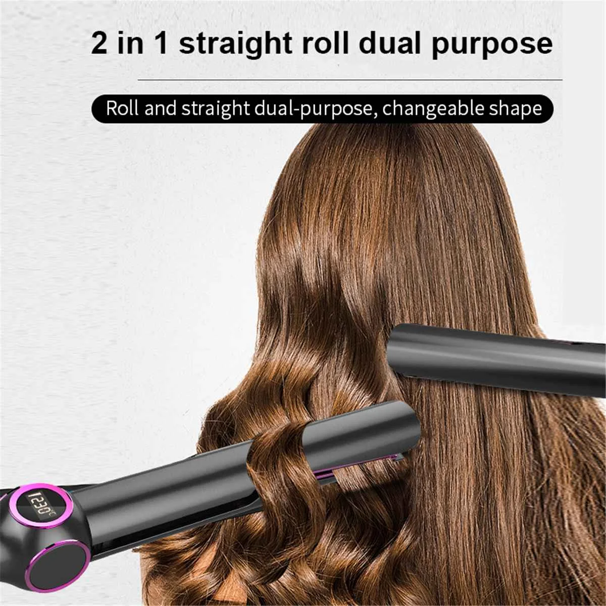 

Pro 2 in 1 Hair Straightener Crimper Ceramic Hair Curler Styler Interchangeable Plates Corrugated Curling Flat Iron Styling Tool