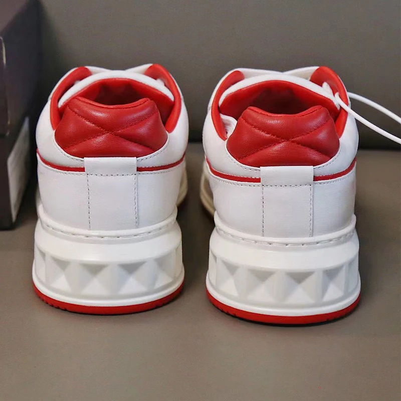 

One Stud Low-Top Calfskin Sneaker Unisex Stripe Geometric Pattern Flats Summer Breathable Comfortab Designer Men's Running Shoes