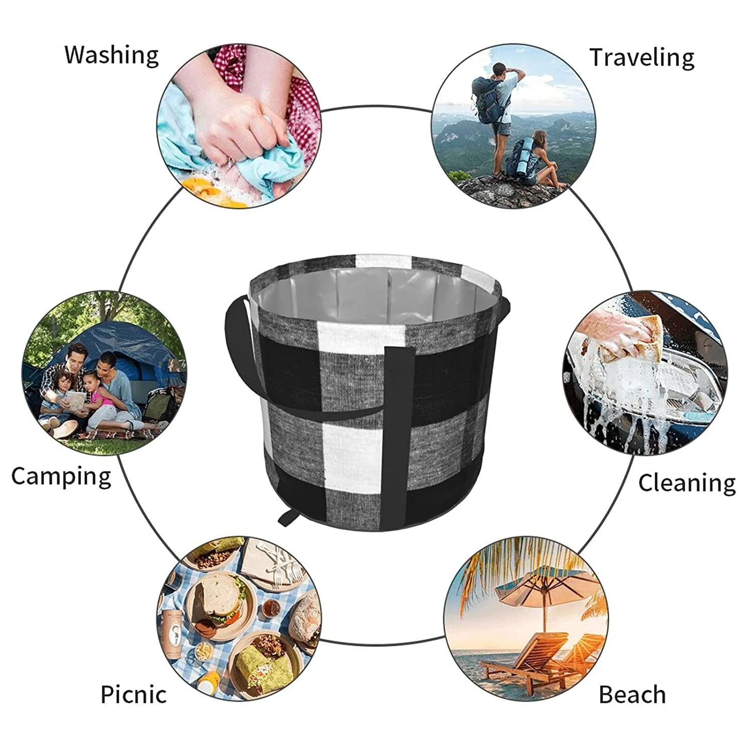 

5 gallon collapsible bucket, water storage container portable folding camping bucket fishing trip wash basin large water storage