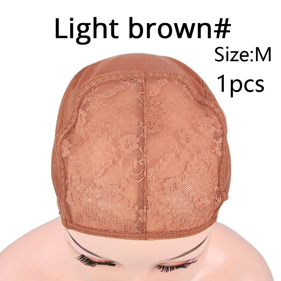 Light Brown M 1PCS Plussign, парик, шапка для волос, сетчатый парик, материалы для изготовления, настраиваемая Крышка для парика, черный, коричневый, блондин, двойная Кружевная Сетка, крышка Xl/L/M/S, 4 размера - Цвет: Light Brown M 1PCS