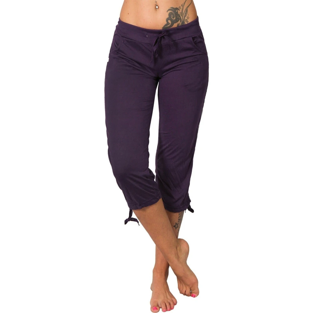 

Women Ladies Pencil Pants Summer Women Mid Rise Pockets Capri Pants Cropped Trousers 3/4 Trousers Plus Size Female Capris 2020