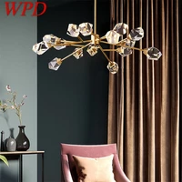 wpd modern chandelier brass led crystal lighting fixtures luxury decorative for home living room dining room bedroom