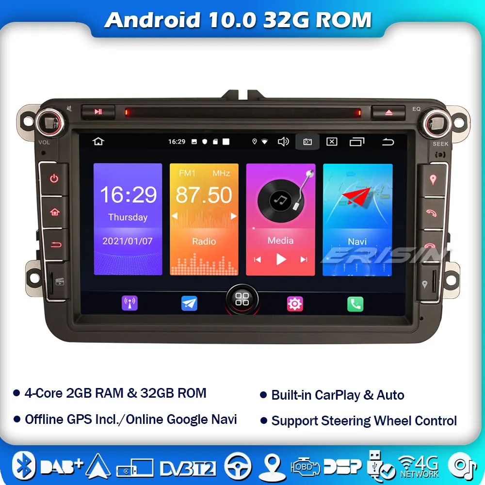 2715 Автомобильная стерео Автомагнитола CarPlay GPS Sat Nav для VW Passat Golf 5 6 Jetta T5 Seat Caddy Tiguan WIFI
