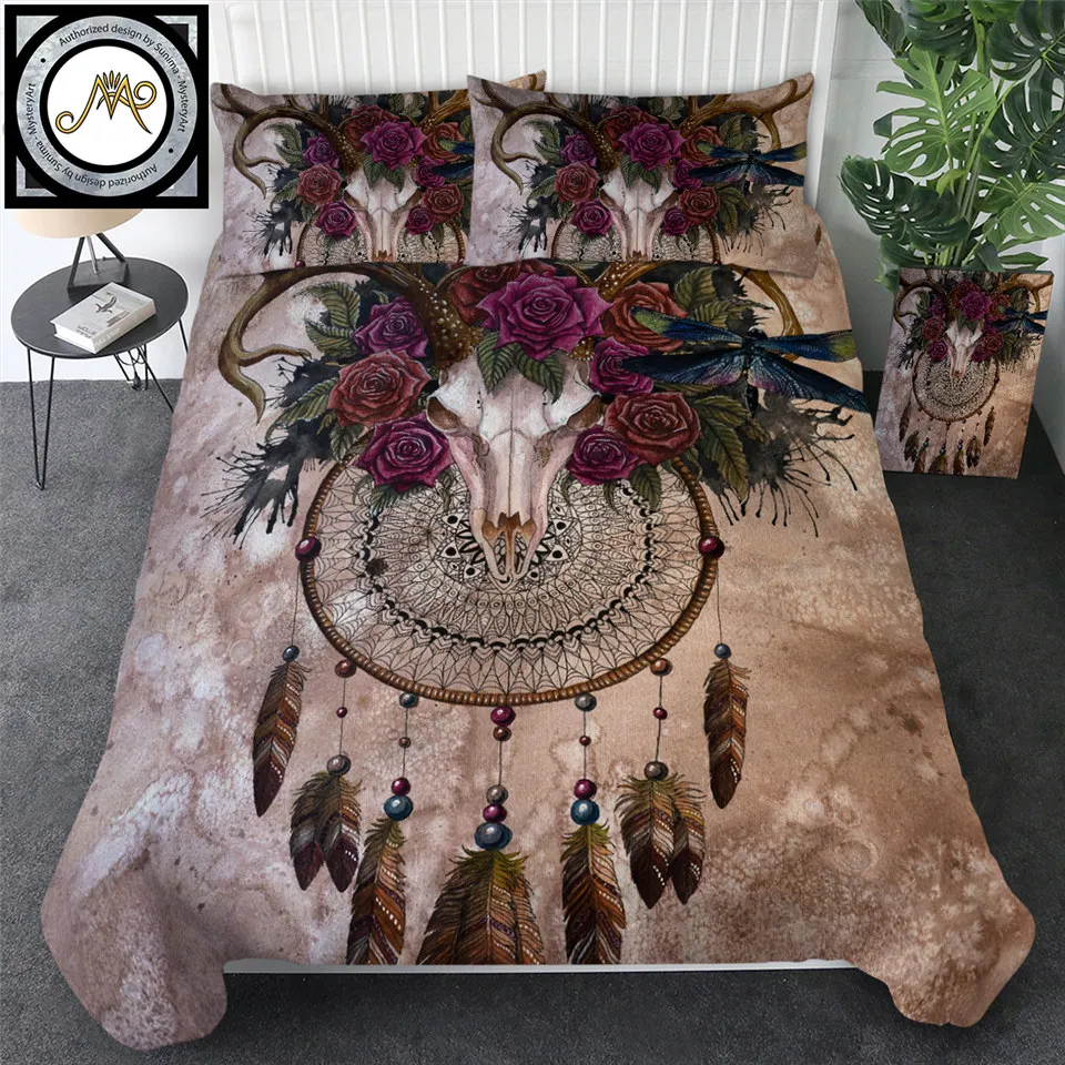 Mystery Skull Dreamcatcher от Sunima MysteryArt Комплект постельного белья с розами цветочным