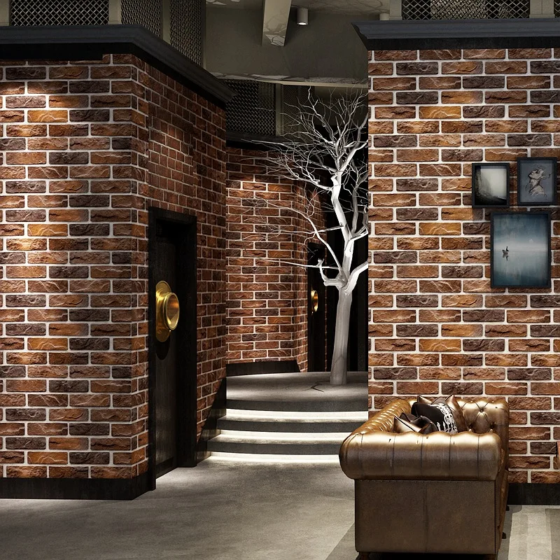 Обои ретро ностальгические 3D имитация кирпича узор обои рулон для стен бумаги