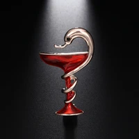 special red trophy memorial cup with snake brooches pins for women men kids gifts enamel gold color alloy brooch jewelry