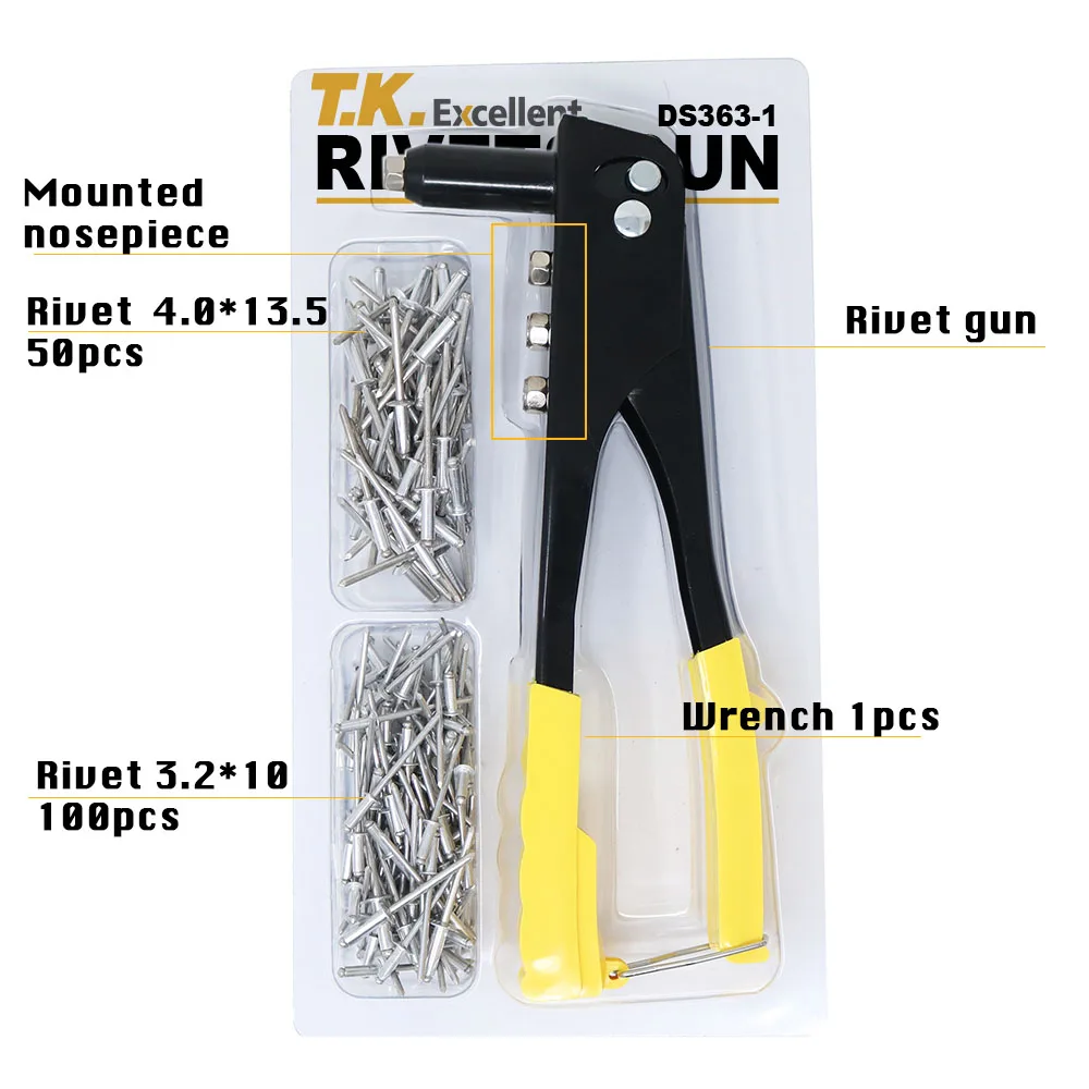 Heavy Duty Riveter Set Pop Rivet Gun and 150Pcs Blind Rivets Assortment Kit Hand tools rivet nut tool | Обустройство дома