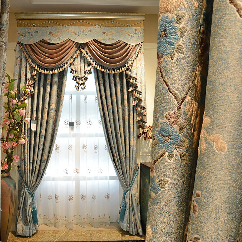 

Thick luxurious jacquard European curtain living room luxury atmosphere high-grade American curtain shading Curtains For Bedroom