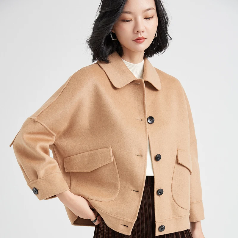 

[Short profile] 2020 autumn and winter new coat lapel single-breasted wool double-sided woolen coat women