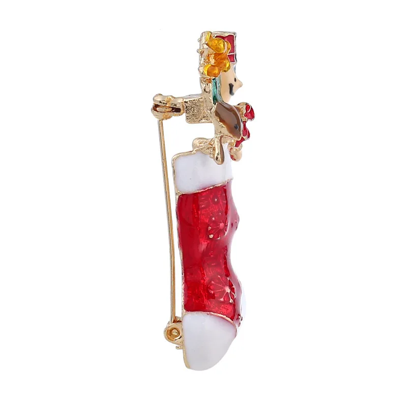 Hot Clothing Gift Pin Gold Christmas брошь в виде носков для подарка Украшения и аксессуары