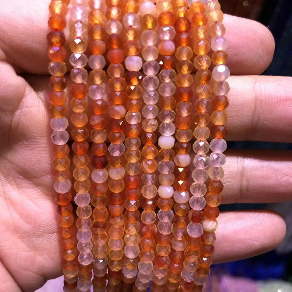 

Wholesale 1of 15.5" string Natural Red Carnelian Faceted Roundel Beads 3x4mm Faceted Tiny Spacer Gem Stone Loose Beads